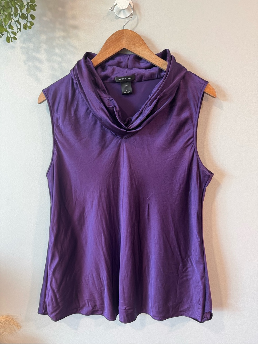 Natori Silk Purple Sleeveless Cowl Neck Camisole Sz Xl